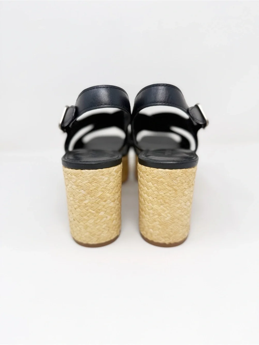 New Vince Clementina Leather Platform Sandal Black Sz 9